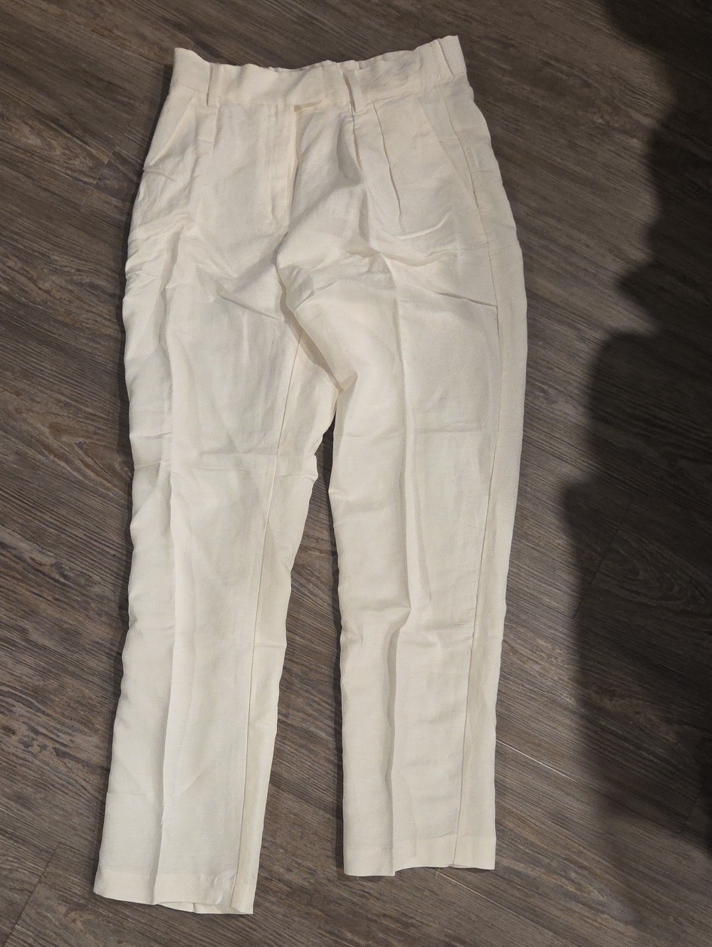 H&M Cream High-Rise Tailored Trousers